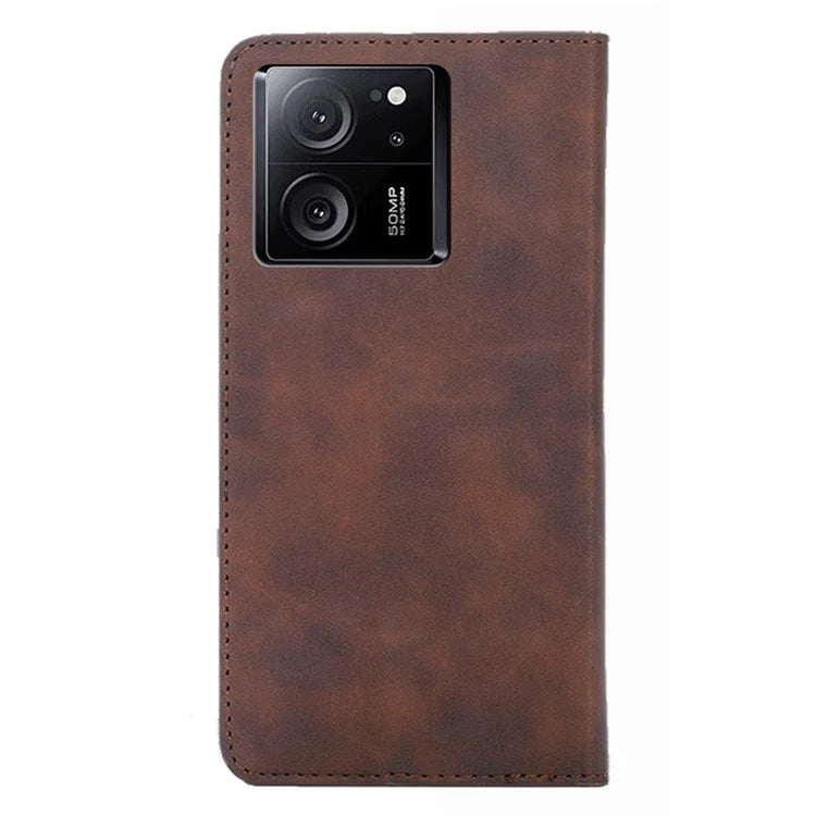 For Xiaomi Redmi K60 Ultra / 13T / 13T Pro Case Magnetic Auto-absorbed Skin-touch Flip Stand PU Leather Cell Phone Cover with Card Slots