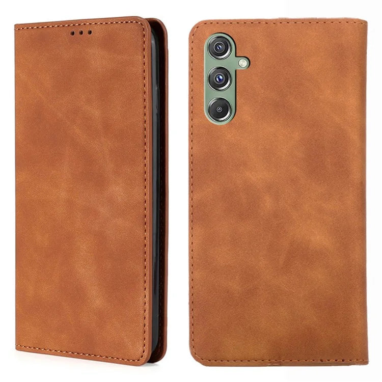 For Samsung Galaxy M34 5G / F34 5G Case PU Leather Soft Skin-touch Flip Stand Cover with Card Slots