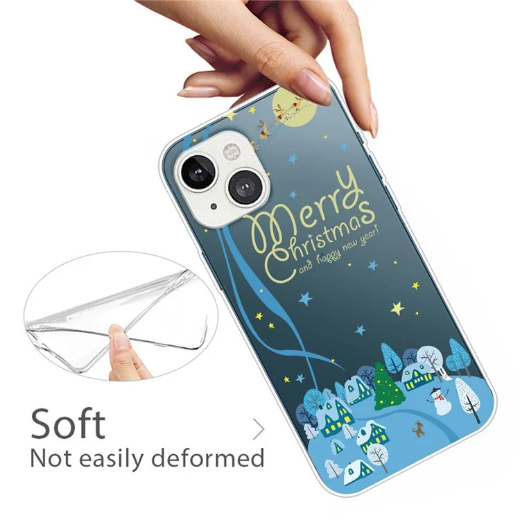 For iPhone 15 Plus Case Christmas Pattern Printing Soft TPU Phone Cover