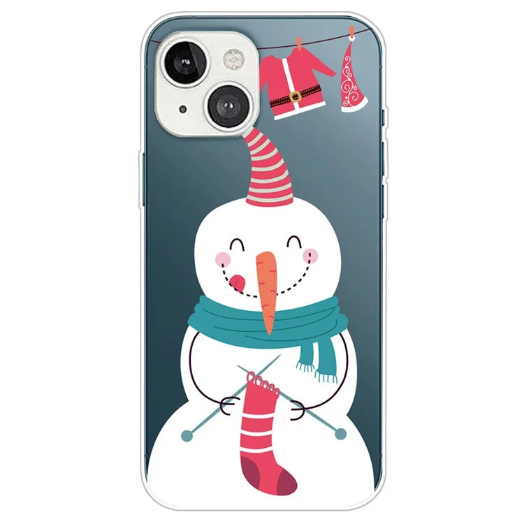 For iPhone 15 Plus Case Christmas Pattern Printing Soft TPU Phone Cover Knits Sock