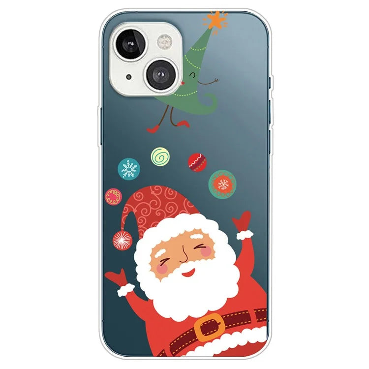 For iPhone 15 Plus Case Christmas Pattern Printing Soft TPU Phone Cover and Magic Hat