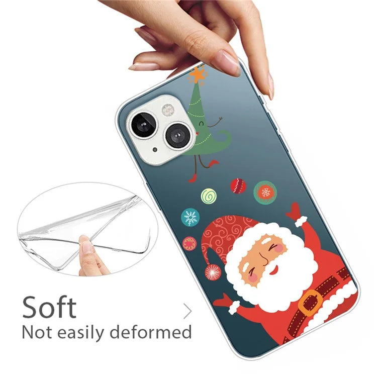 For iPhone 15 Plus Case Christmas Pattern Printing Soft TPU Phone Cover and Magic Hat
