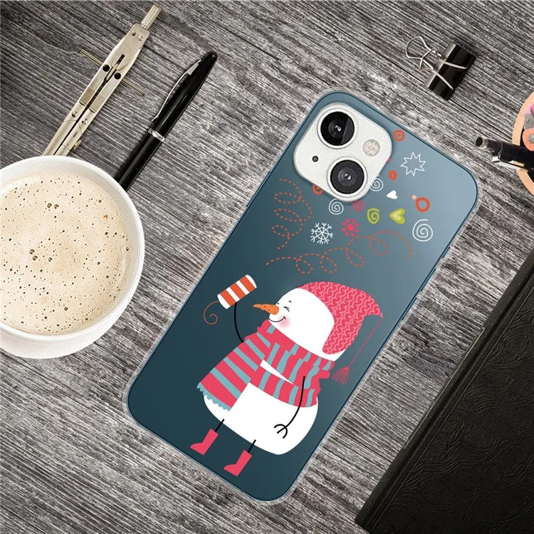 For iPhone 15 Plus Case Christmas Pattern Printing Soft TPU Phone Cover and Fireworks