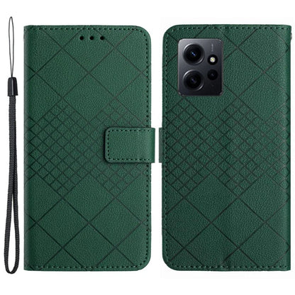 HT06 For Xiaomi Redmi Note 12 4G Case PU Leather Rhombus Pattern Stand Cell Phone Cover