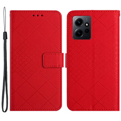 HT06 For Xiaomi Redmi Note 12 4G Case PU Leather Rhombus Pattern Stand Cell Phone Cover