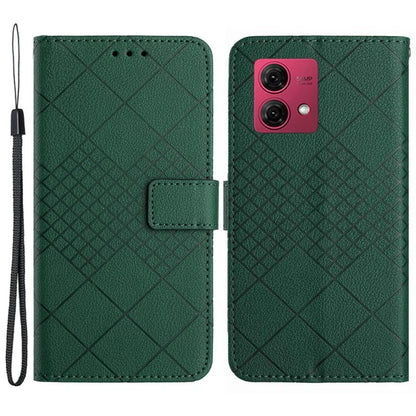 HT06 For Motorola Edge 40 Neo 5G Case Rhombus Pattern Stand PU Leather Phone Cover