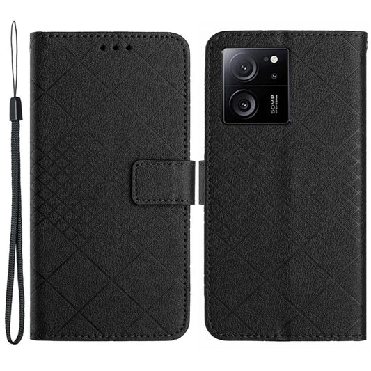HT06 For Xiaomi 13T / 13T Pro / Redmi K60 Ultra Case PU Leather Rhombus Pattern Stand Smart Phone Cover