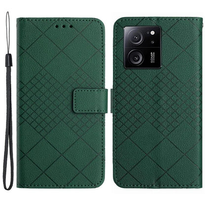HT06 For Xiaomi 13T / 13T Pro / Redmi K60 Ultra Case PU Leather Rhombus Pattern Stand Smart Phone Cover