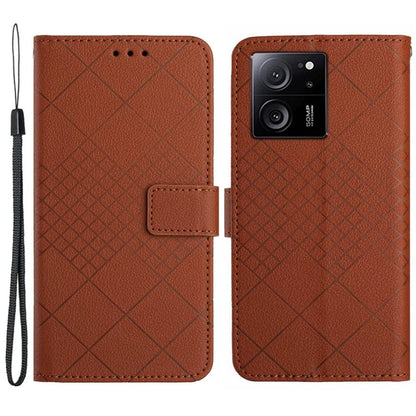 HT06 For Xiaomi 13T / 13T Pro / Redmi K60 Ultra Case PU Leather Rhombus Pattern Stand Smart Phone Cover