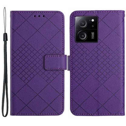 HT06 For Xiaomi 13T / 13T Pro / Redmi K60 Ultra Case PU Leather Rhombus Pattern Stand Smart Phone Cover