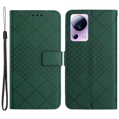 HT06 For Xiaomi 13 Lite / Civi 2 5G Case Rhombus Imprinted Wallet Stand Phone Cover