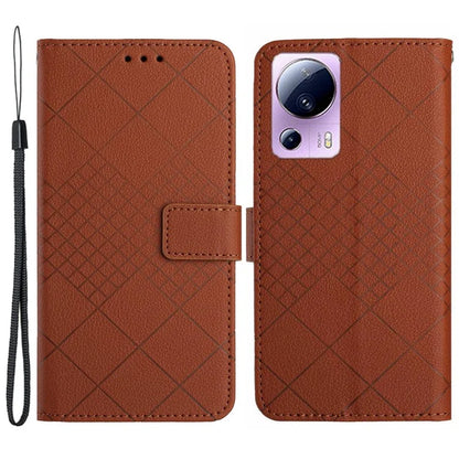 HT06 For Xiaomi 13 Lite / Civi 2 5G Case Rhombus Imprinted Wallet Stand Phone Cover