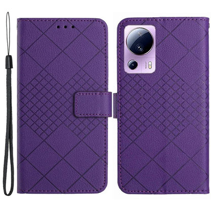 HT06 For Xiaomi 13 Lite / Civi 2 5G Case Rhombus Imprinted Wallet Stand Phone Cover
