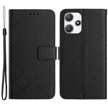 HT06 For Xiaomi Redmi 12 4G / 5G (Global) / Poco M6 Pro 5G Case Rhombus Imprinted Phone Leather Cover