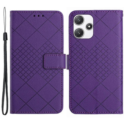 HT06 For Xiaomi Redmi 12 4G / 5G (Global) / Poco M6 Pro 5G Case Rhombus Imprinted Phone Leather Cover