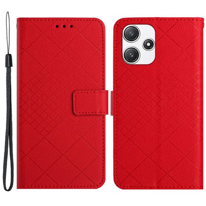 HT06 For Xiaomi Redmi 12 4G / 5G (Global) / Poco M6 Pro 5G Case Rhombus Imprinted Phone Leather Cover