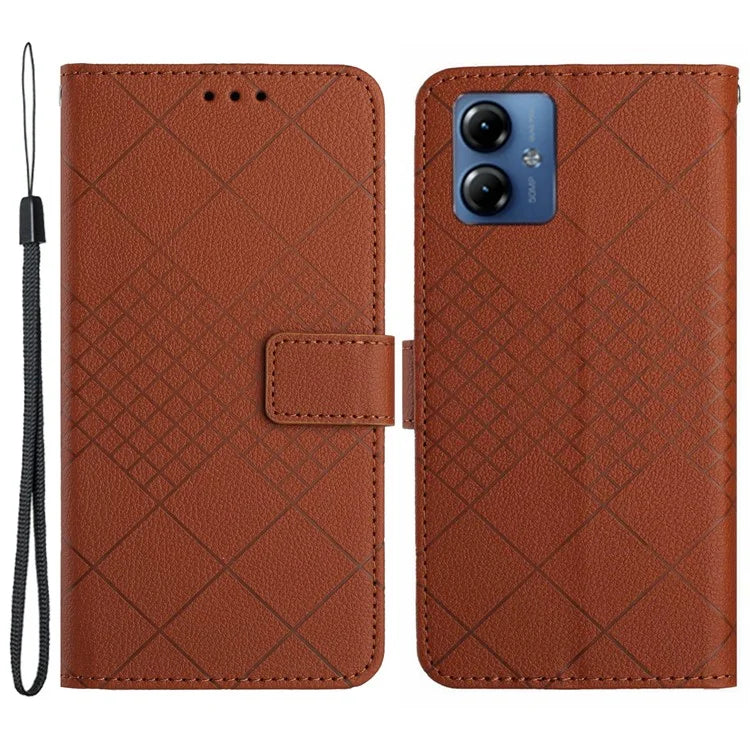 HT06 For Motorola Moto G54 5G Case Litchi Texture Imprinted Leather Cover