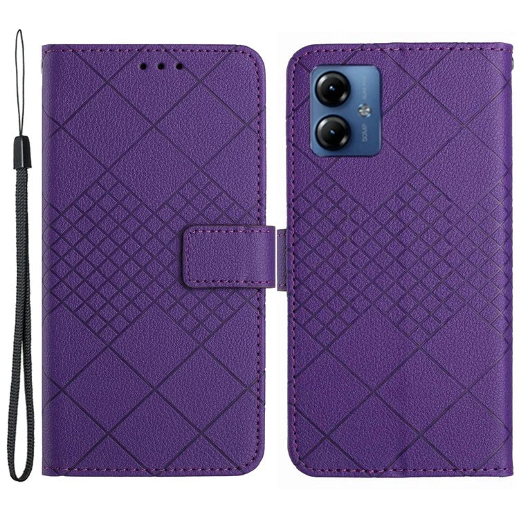 HT06 For Motorola Moto G54 5G Case Litchi Texture Imprinted Leather Cover
