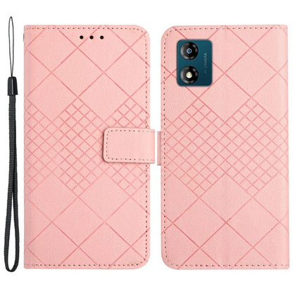 HT06 For Motorola Moto E13 4G Case Litchi Texture Leather Stand Phone Cover