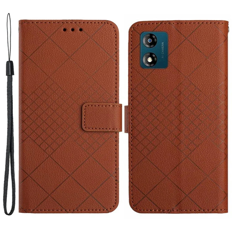 HT06 For Motorola Moto E13 4G Case Litchi Texture Leather Stand Phone Cover