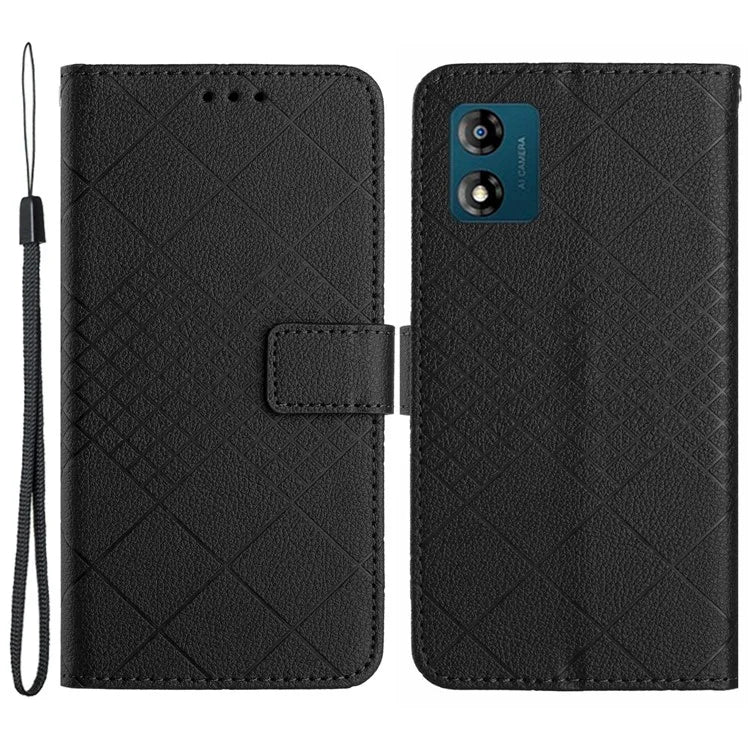 HT06 For Motorola Moto E13 4G Case Litchi Texture Leather Stand Phone Cover