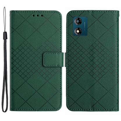 HT06 For Motorola Moto E13 4G Case Litchi Texture Leather Stand Phone Cover