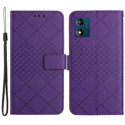 HT06 For Motorola Moto E13 4G Case Litchi Texture Leather Stand Phone Cover