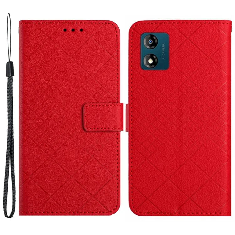HT06 For Motorola Moto E13 4G Case Litchi Texture Leather Stand Phone Cover