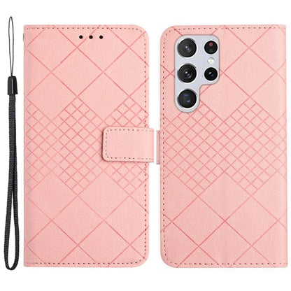 HT06 For Samsung Galaxy S24 Ultra Case Litchi Texture Rhombus Imprinted Wallet Cover