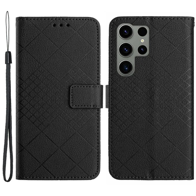HT06 For Samsung Galaxy S23 Ultra Case Wallet Stand Litchi Texture Phone Cover