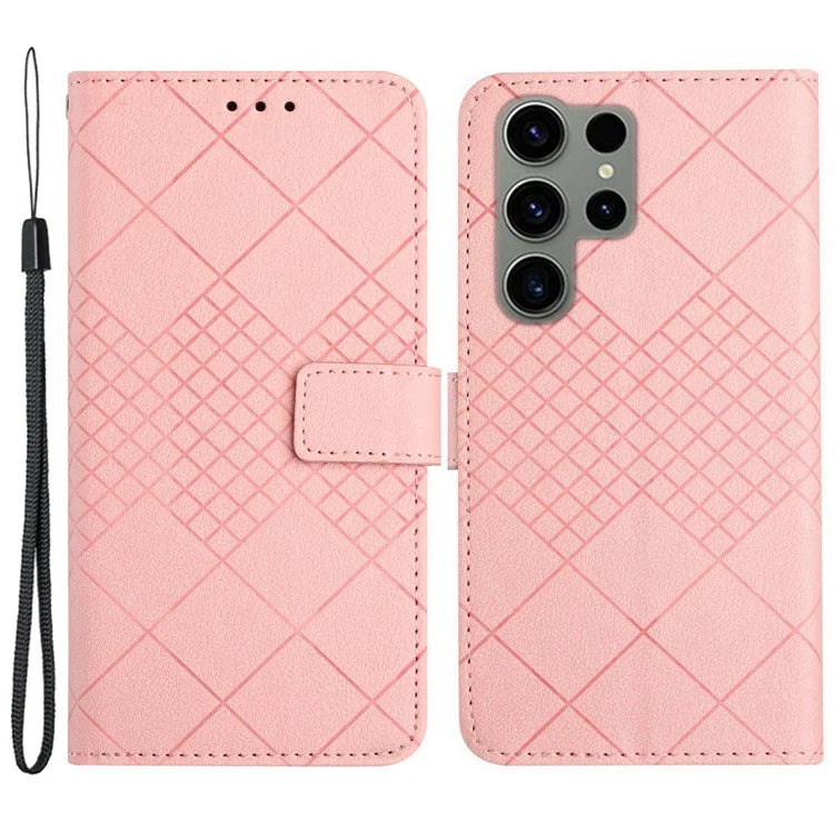HT06 For Samsung Galaxy S23 Ultra Case Wallet Stand Litchi Texture Phone Cover