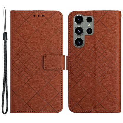 HT06 For Samsung Galaxy S23 Ultra Case Wallet Stand Litchi Texture Phone Cover