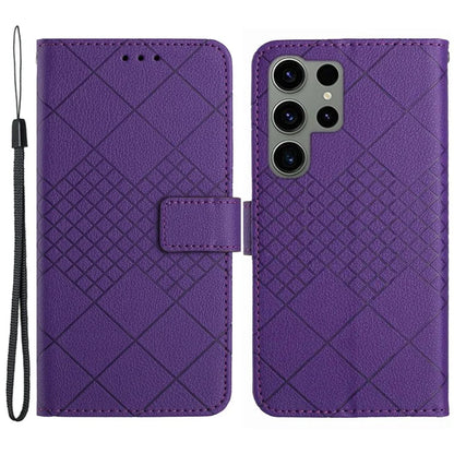 HT06 For Samsung Galaxy S23 Ultra Case Wallet Stand Litchi Texture Phone Cover