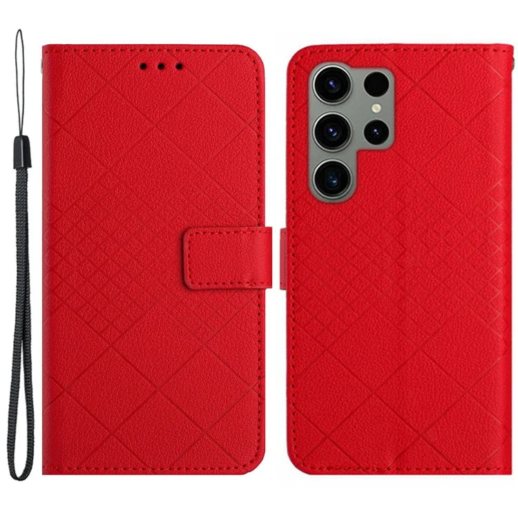 HT06 For Samsung Galaxy S23 Ultra Case Wallet Stand Litchi Texture Phone Cover