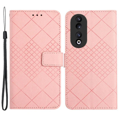 HT06 Imprinted Leather Cover for Honor 90 Phone Case with Stand Wallet
