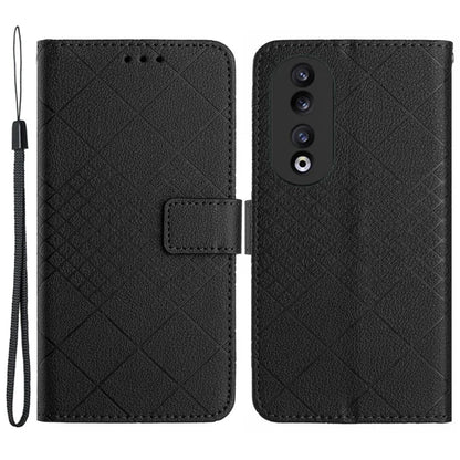 HT06 Imprinted Leather Cover for Honor 90 Phone Case with Stand Wallet