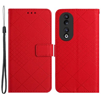HT06 Imprinted Leather Cover for Honor 90 Phone Case with Stand Wallet
