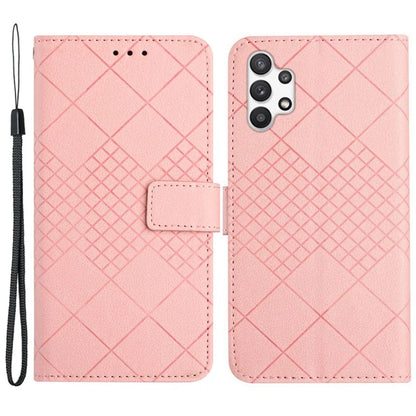 HT06 For Samsung Galaxy A13 4G Case Rhombus Imprinted Leather Phone Cover