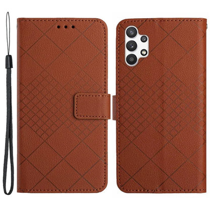 HT06 For Samsung Galaxy A13 4G Case Rhombus Imprinted Leather Phone Cover