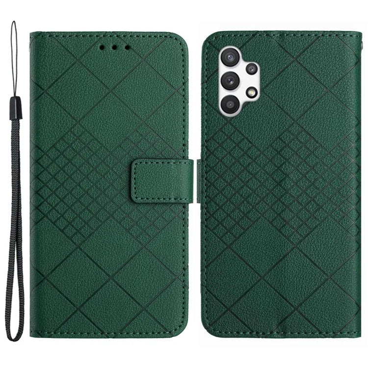 HT06 For Samsung Galaxy A13 4G Case Rhombus Imprinted Leather Phone Cover