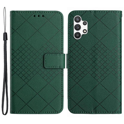 HT06 For Samsung Galaxy A13 4G Case Rhombus Imprinted Leather Phone Cover