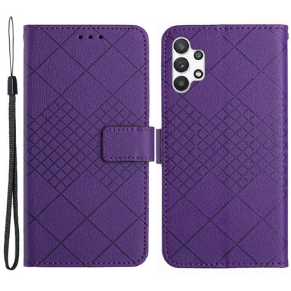 HT06 For Samsung Galaxy A13 4G Case Rhombus Imprinted Leather Phone Cover