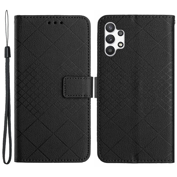 HT06 For Samsung Galaxy A13 4G Case Rhombus Imprinted Leather Phone Cover