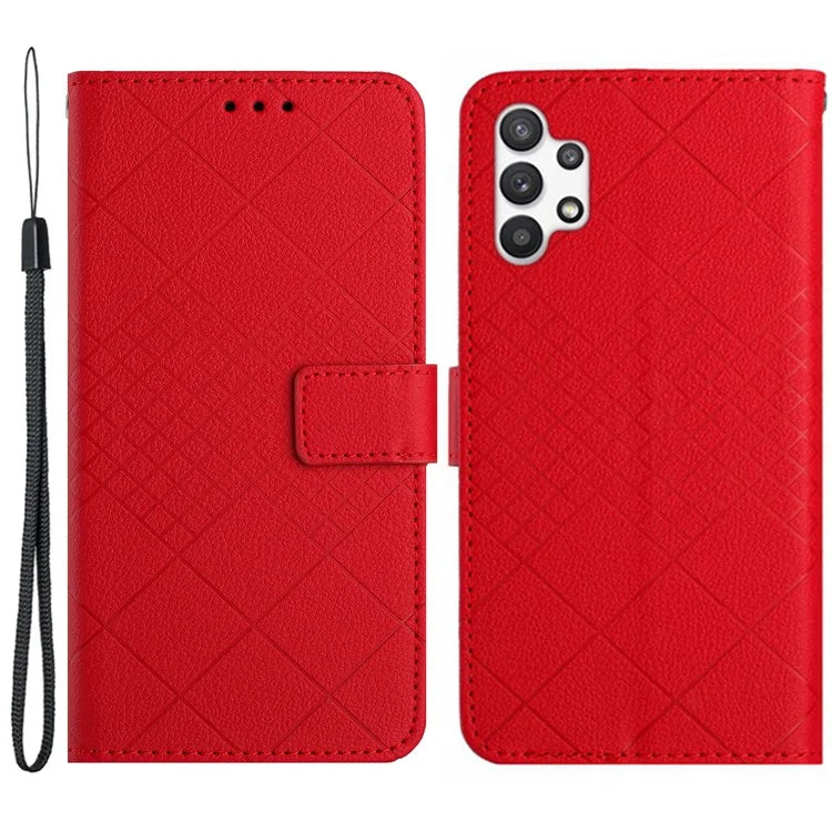 HT06 For Samsung Galaxy A13 4G Case Rhombus Imprinted Leather Phone Cover