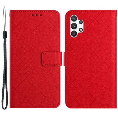 HT06 For Samsung Galaxy A13 4G Case Rhombus Imprinted Leather Phone Cover