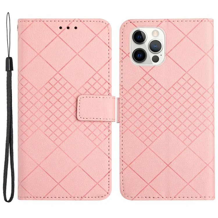 HT06 For iPhone 13 Pro 6.1 inch Case PU Leather Stand Shockproof Phone Cover