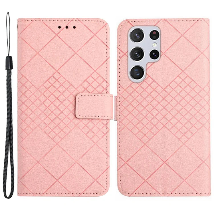 HT06 For Samsung Galaxy S22 Ultra 5G Case PU Leather Anti-scratch Phone Cover