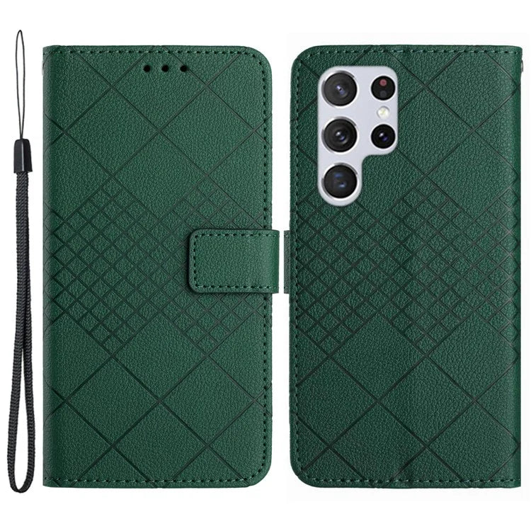 HT06 For Samsung Galaxy S22 Ultra 5G Case PU Leather Anti-scratch Phone Cover