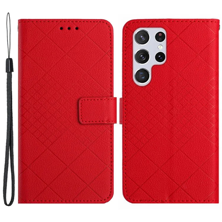 HT06 For Samsung Galaxy S22 Ultra 5G Case PU Leather Anti-scratch Phone Cover