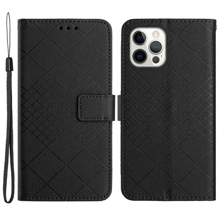 HT06 For iPhone 12 6.1 inch / 12 Pro 6.1 inch Case PU Leather Litchi Texture Stand Phone Cover